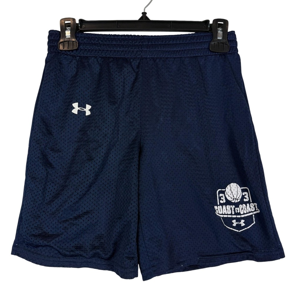 Under Armour Shorts Kids 10-12 Blue Mesh Basketball Coast To Coast 3x3 Athletic